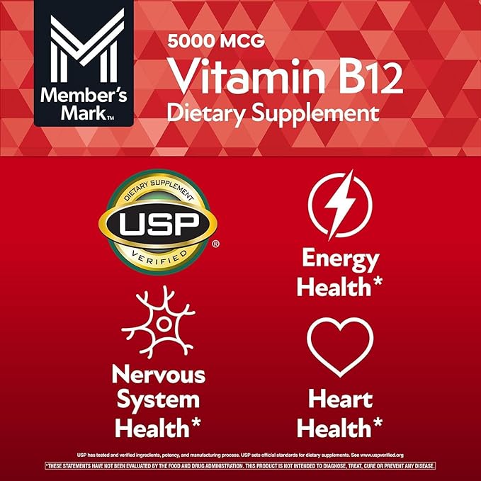 Member’s Mark Vitamin B12 Quick Dissolve Tablets Cherry (300 Count) (2 Pack)