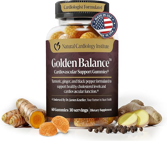 Golden Balance Turmeric Gummies - Turmeric and Ginger Supplement with Black Pepper Extract - High Absorption Turmeric Curcumin Supplement Gummies - Cholesterol Support &amp Heart Health Turmeric Gumm