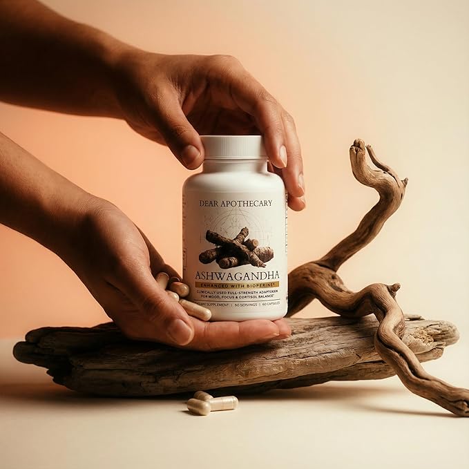 Organic Ashwagandha with BioPerine® | 600mg Root Extract | Black Pepper for Absorption | 60 Vegetarian Capsules | Non-GMO Gluten Free