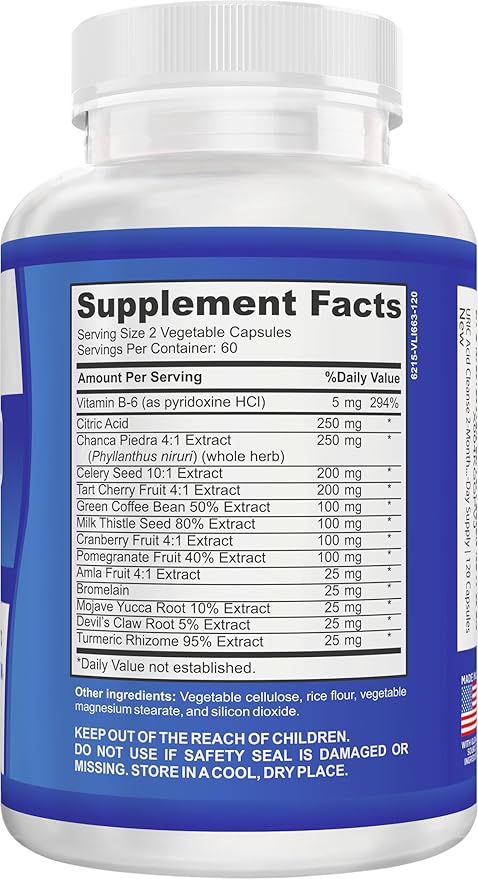 2-Month Uric Acid Support (14-in-1) Supplement | 60-Day Bulk Supply | Uric Acid Health Supplements | 120 Capsules