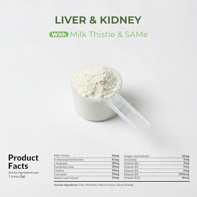 Milk Thistle for Cats - Liver and Kidney Support - Hepatic Support with EPA &amp DHA - Detox - Liver Supplement with Choline and L-Arginine (Powder for Cats)