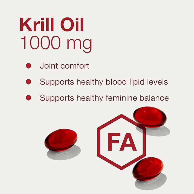 PROTOCOL FOR LIFE BALANCE Krill Oil 1000mg - Extra Strength Krill Oil Supplement - DHA &amp EPA - with Astaxanthin - Support Heart Brain Joints - Non-GMO &amp Halal - 60 Softgels