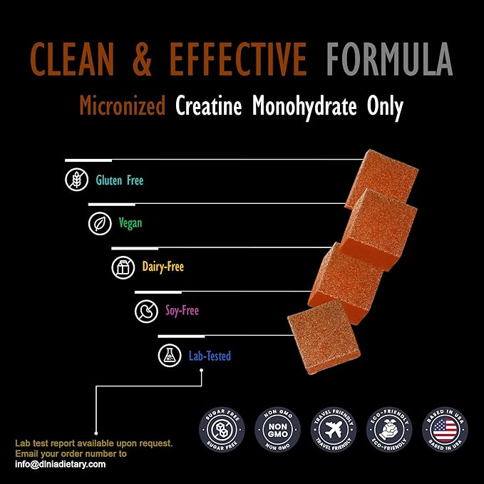 Creatine Monohydrate Gummies for Men &amp Women - Sugar Free &amp Vegan Advanced Formula W/L-Taurine + Vitamin B12 - for Muscle Strength Muscles Builder Recovery (120 Count (Pack of 1) Orange)