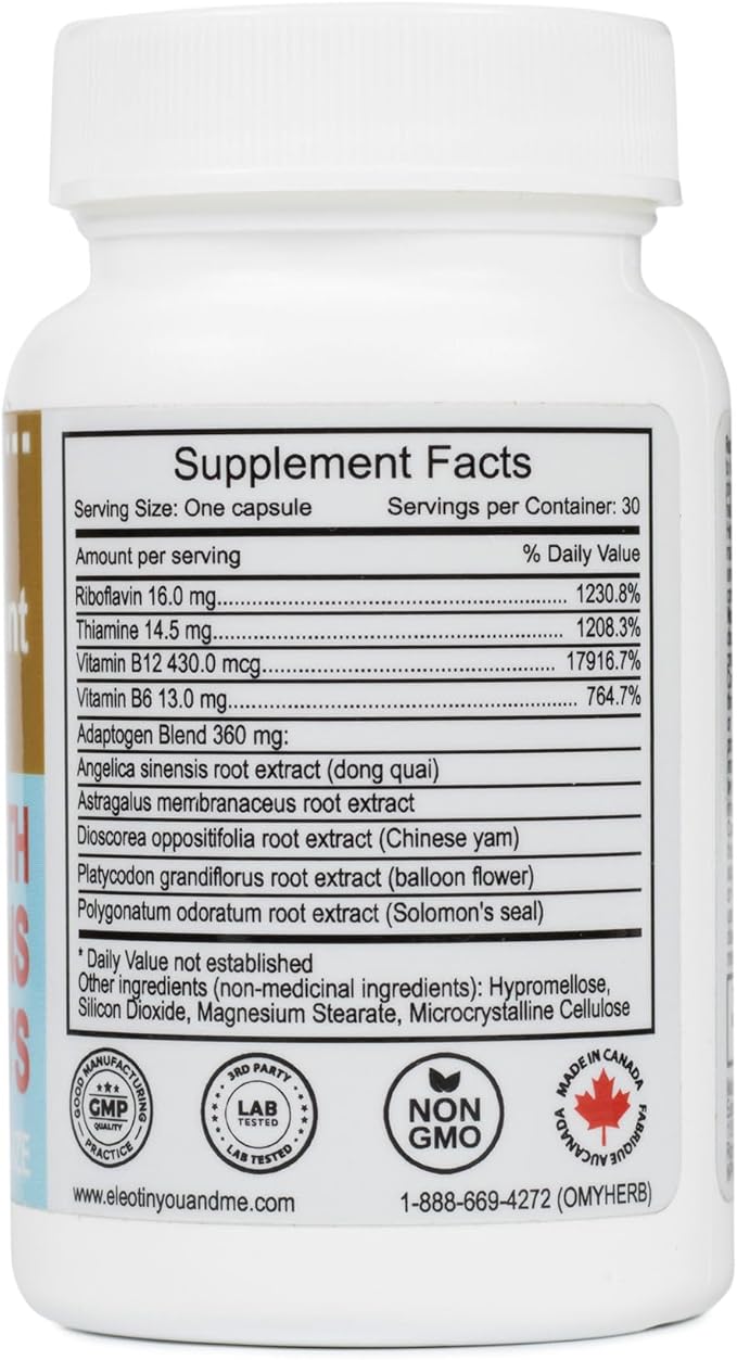 Eleotin Brain Health Supplement - Super Brillant Plus Trial Size | B-Complex Vitamins with Traditional Herbal Extracts | 30 Capsules 1-Month Supply | Health Canada Approved NPN