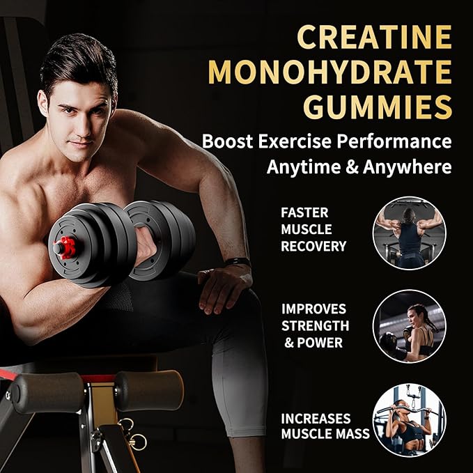 Creatine Monohydrate Gummies 5000mg for Men &amp Women - Sugar Free Pre-Workout Supplement Chewables for Muscle Strength Muscle Builder Energy Boost Mixed Berry Flavor 120 Count (2 Pack)