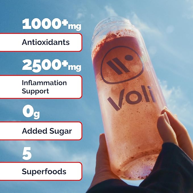 Voli Recovery - Post Workout Superfood Powder | Plant-Based Drink Mix Packets with Curcumin Ginger &amp Vitamin C for Muscle Recovery &amp Detox Support Inflammation &amp Leg Cramps Support Vega