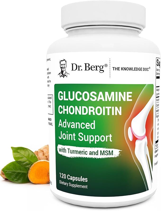 Dr. Berg Glucosamine Chondroitin MSM Turmeric &amp Boswellia - Advanced Joint Support Supplement with 1500 mg Glucosamine Sulfate - Includes 120 Capsules