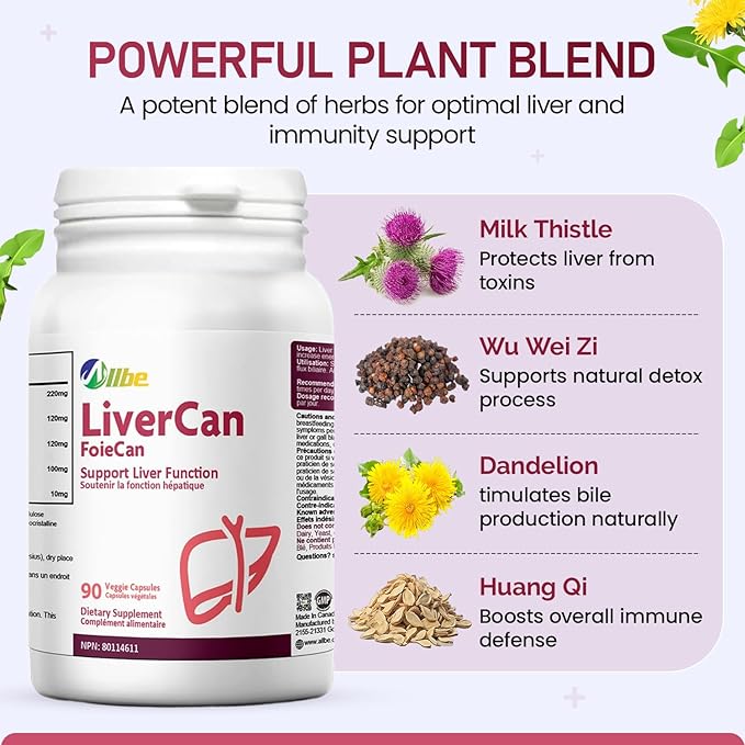 LiverCan Capsules 220mg Milk Thistle (80% Sillymarin) 10mg L-glutathione 120mg Wu Wei Zi Extract and 120mg Dedelion Extract Pack of 90 Servings Liver Supplement Serving Size:1 Capsule