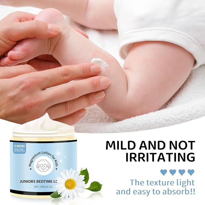Magnesium Lotion for Kids - Organic Magnesium Lotion for Babies - Soothing Relief &amp Relaxation - Topical Magnesium Cream Calms Children at Bedtime &amp Night - Without Melatonin (4 oz)