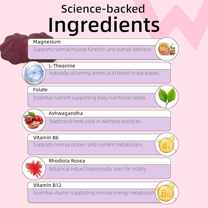 Wondermoon Cortisol Gummies for Women – Ashwagandha Rhodiola L-Theanine B6 &amp Magnesium – Stress Balance &amp Relaxation Blueberry Flavor – 60 Gummies