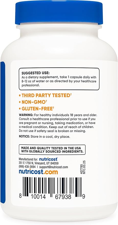 Nutricost L-Tryptophan 500mg 120 Capsules - with BioPerine Gluten Free Non-GMO (Pack of 2)