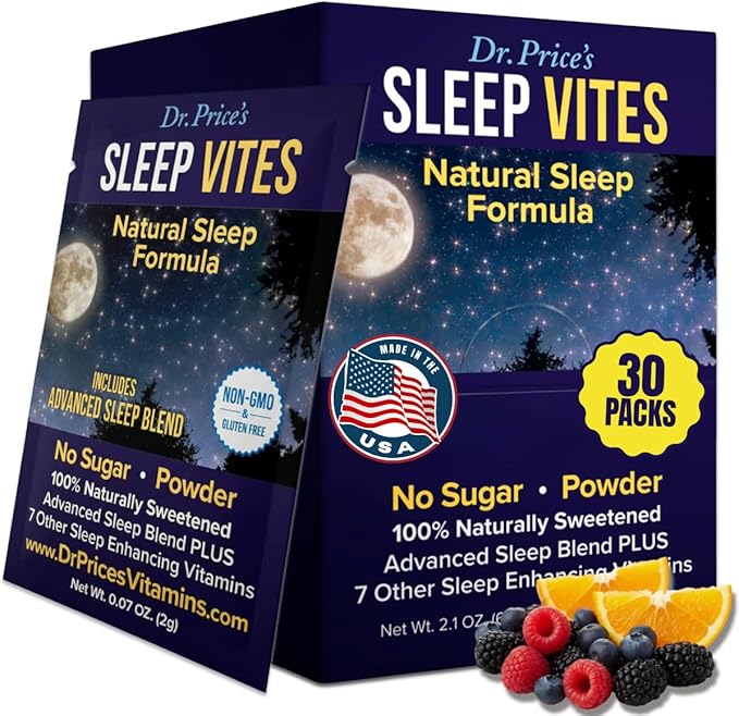 Dr. Price’s Natural Sleep Aid Powder – Berry-Citrus 30 Packs | Sleep Powder Drink Mix with Magnesium Microdose Melatonin &amp Tryptophan | Sleep Support for Adults | Doctor-Formulated Made in USA