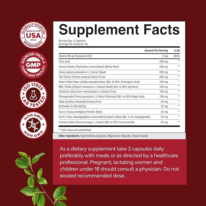 Green Coffee Bean Extract for Uric Acid Cleanse &amp Detox - Green Coffee Beans with Turmeric Tart Cherry &amp Celery Seed for Adults - Daily Uric Acid Flush for Joints Support &amp Kidney Cleanse