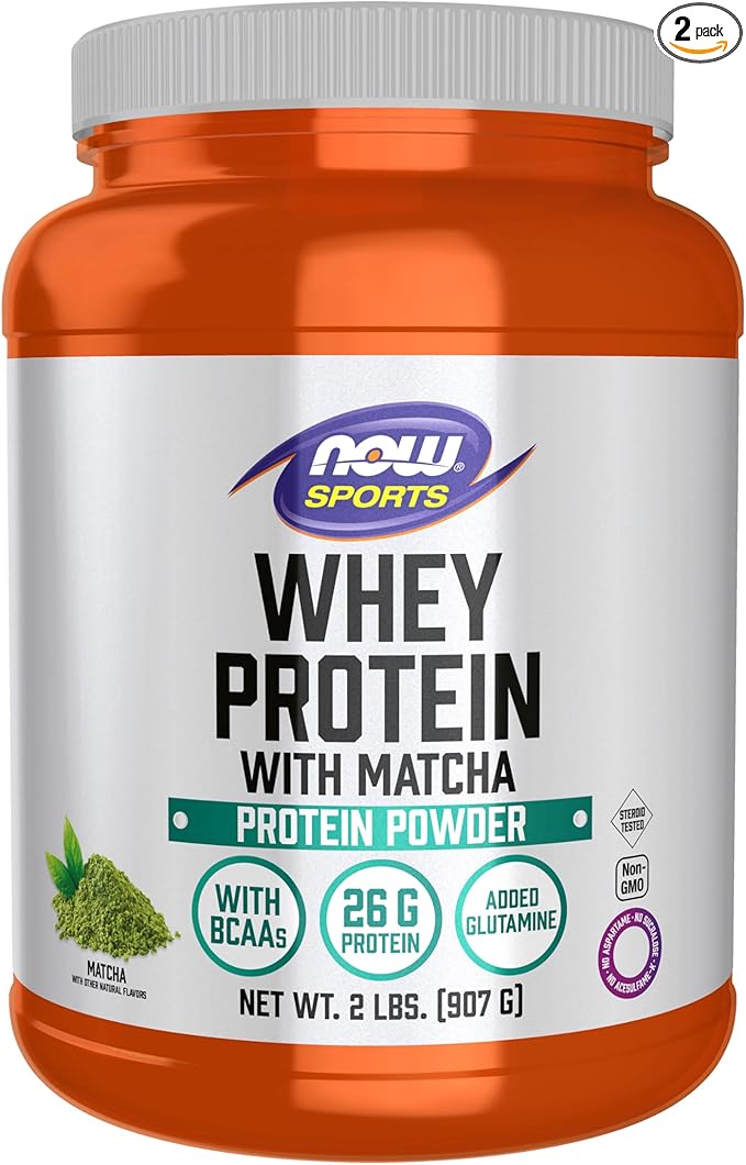 Now Sports Nutrition Whey Protein 24 G with BCAAs Matcha Powder 2-Pound
