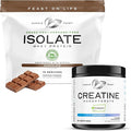 Muscle Feast Creatine + Isolate Bundle: 1 Creatine Powder (Unflavored 300g) + 1 Whey Protein Isolate (Chocolate 5lb) | Premium Supplements Vegetarian Gluten Free