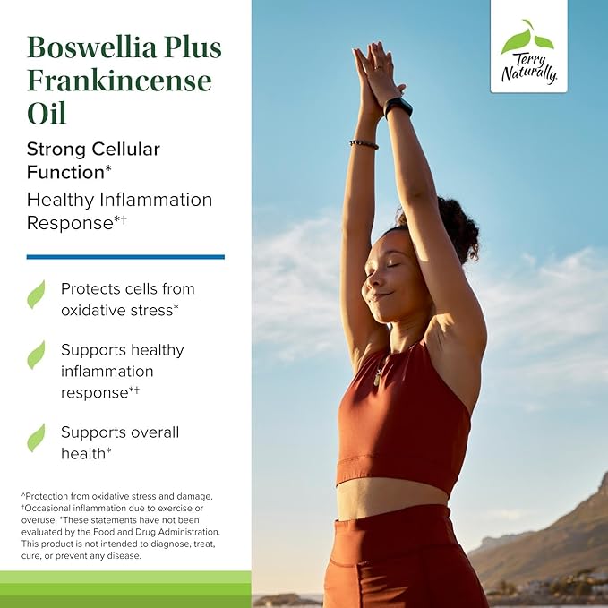 Terry Naturally Boswellia Plus Frankincense Oil - Joint Support Supplement to Support Mobility &amp Joint Comfort - Support Cellular Health with Boswellia &amp Frankincense Oil - 60 Softgels