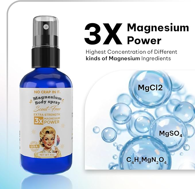 No Crap In It Intense Relief Magnesium Spray Triple Power – Magnesium Chloride Witch Hazel Spray with Lavender Essential Oil for Relaxation Recovery &amp Daily Wellness – 4 oz (Scent Free)
