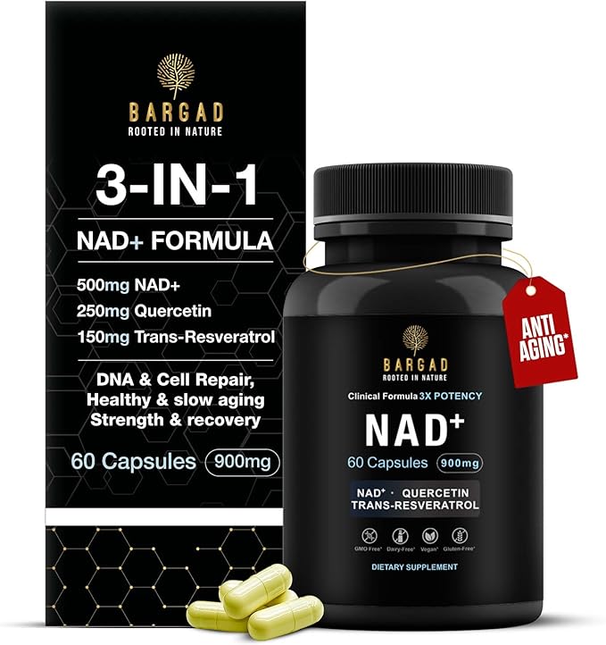 NAD+ Supplement for Anti Aging &amp Cell Regeneration | NMN Supplement Alternative - NAD with Resveratrol &amp Quercetin | Boosts Mitochondrial Health Mental Clarity &amp Vitality | 60 Count | for