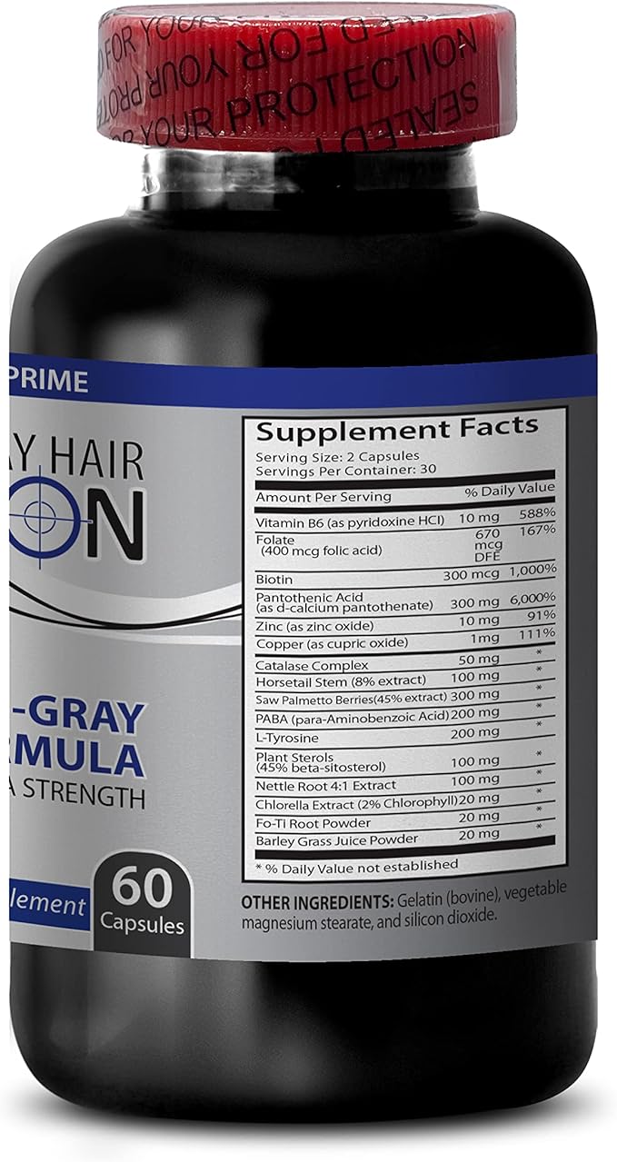 Vitamin b6 pantothenic Acid - Anti Gray Hair Solution - Gray Hair Reversal for Men and Women Hair Supplement for Women Natural Hair Color biotin Supplement for Hair Saw Pametto 3 Bot 180 Caps