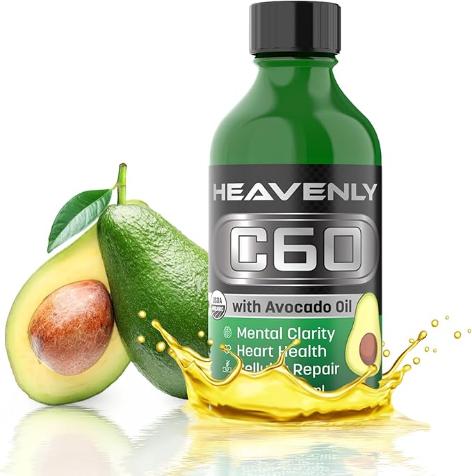 HNP Labs C60 Avocado Oil Cold Pressed Organic - Boost Energy Mental Clarity Slow Aging Naturally and Performance - 99.99% Sublimated C60 USA Made Organic Avocado Oil – GMP Certified for Safety