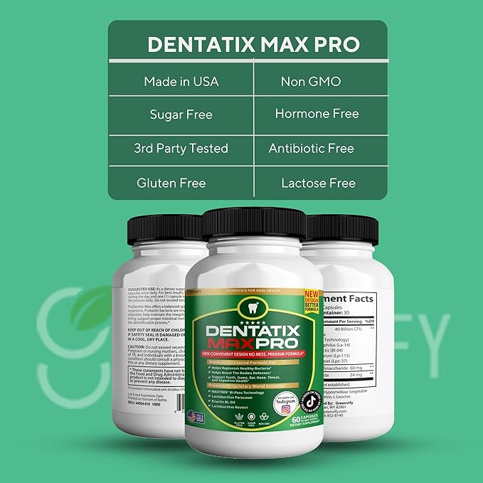 Dentatix Max Pro for Gums and Teeth Health &amp Fresh Breath - 40 Billion CFU Advanced Oral Probiotics for Mouth Bad Breath Capsule Supplement (7)