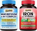Iron Supplement with Vitamin C 60 Tablets &amp 6 in 1 Magnesium Complex Supplement 120 Capsules