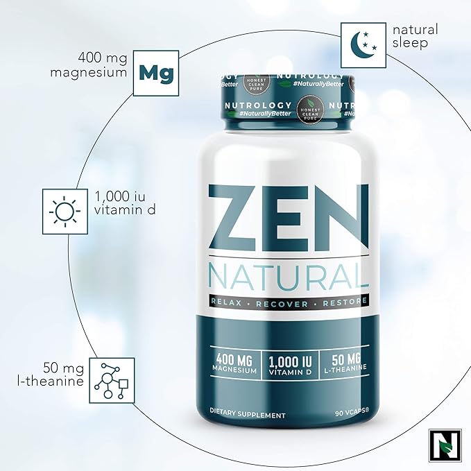 Nutrology TRIPACT Protein Powder 7-in-1 Meal Replacement Shake Creamy Chocolate (40 Servings) Zen Natural Magnesium Supplement (30 Servings)