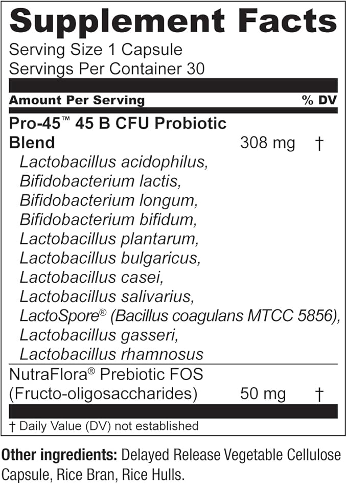 Live Conscious PRO45 Probiotics for Women &amp Men: Comprehensive Formula 45 Billion CFU 11 Strains Dairy Free - w/Prebiotics and Probiotics - Promotes Immune &amp Gut Health - 30 Veggie Caps