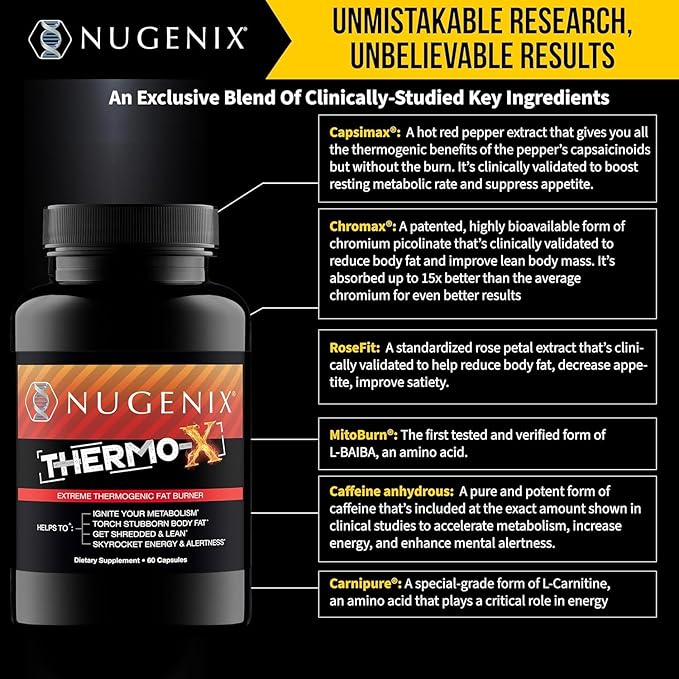 Nugenix Thermo-X: Thermogenic Fat Burner Supplement for Men Extreme Metabolic Accelerator 60 Count