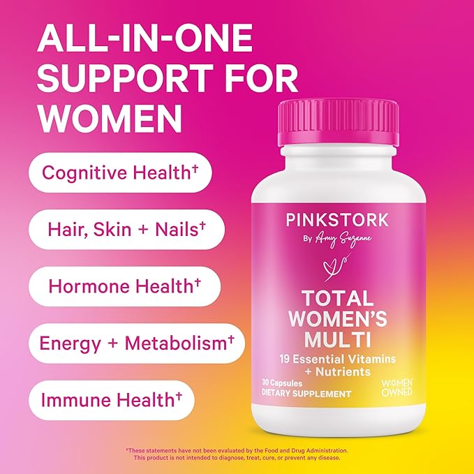 Pink Stork Magnesium Glycinate and Women's Multivitamin Bundle - Magnesium Supplement for Women Calm Mood Hair Skin and Nails