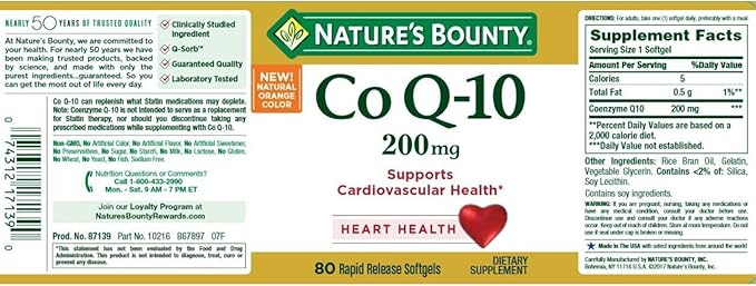 Nature's Bounty Co Q-10 Extra Strength 200 mg Softgels 80 ea (Pack of 3)