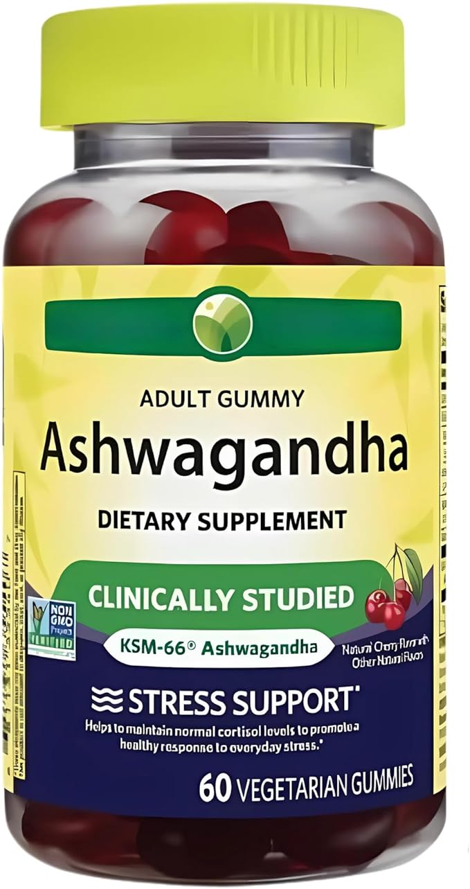 KP+ Ashwagandha | Ashwagandha Adult Gummies | Stress Support &amp Relaxation | Helps Maintain Healthy Cortisol Levels | Cherry Flavor | 60 Vegetarian Gummies | Pack of 1
