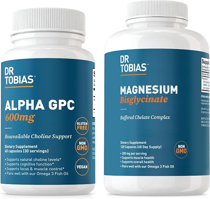 Dr. Tobias Alpha GPC &amp Magnesium Bisglycinate - Support Brain Function &amp Overall Health with High Absorption Supplements Non-GMO