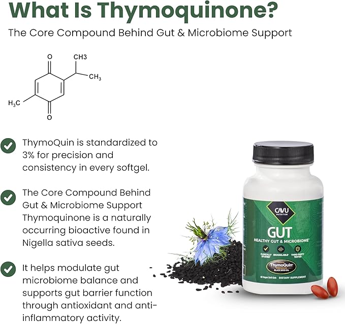 Gut Health Supplements for Healthy Digestion &amp Gut Repair | Advanced Formula with Bioavailable Black Seed Oil with 3% Thymoquinone | Gut Health Supplements for Women &amp Men | 60 Softgel