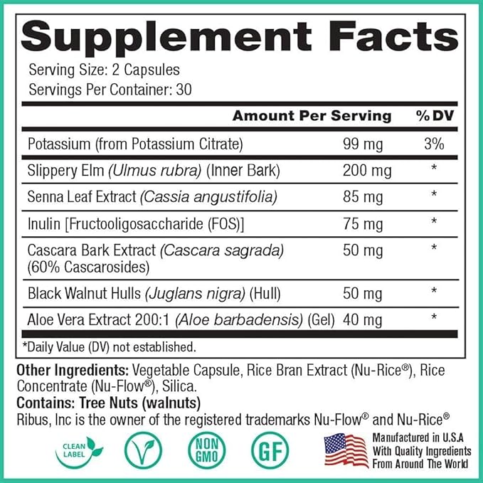 Peak Pure &amp Natural Colon Support - Colon Cleanse and Detox Supplement for Digestive Health - Gut Health Support with Inulin and Senna Leaf Extracts - with Fiber Prebiotics and Probiotics - 2 Pa