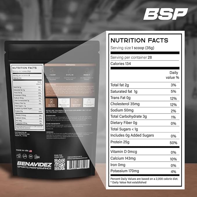 Benavidez Premium Whey Protein Powder – 25g Protein Per Serving Grass-Fed Whey Isolate &amp Concentrate Fast-Digesting Muscle Recovery No Artificial Sweeteners Keto &amp Gluten-Free