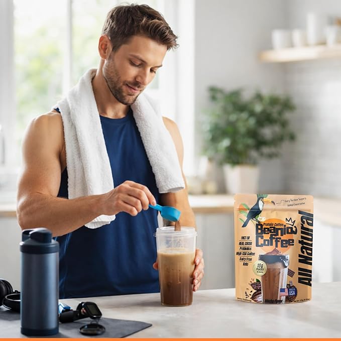 Protein Coffee Mocha with Collagen: Zero Added Sugar 100% Natural Dairy-Free 10G Protein Instant Blend with Real Cocoa High CGA Coffee 100mg Caffeine Collagen Peptides 15 Servings