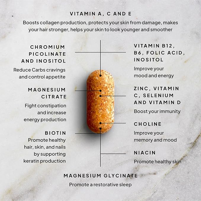 Vegan Multivitamins for Women - Once Daily - 28 Nutrients - Boost Energy Sleep Hair Skin Nails &amp Reduce Cravings - Keto Vegan Gluten Free USA 2-Months Supply