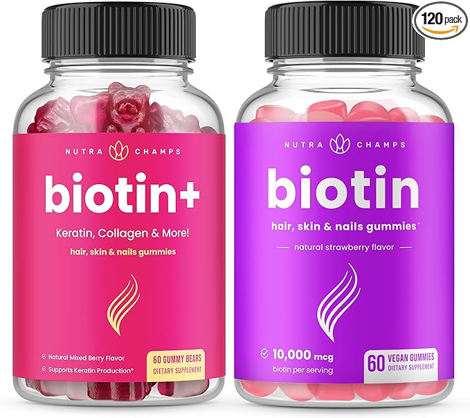 NutraChamps Biotin+ &amp Biotin. The Complete Duo for Hair Skin and Nails.
