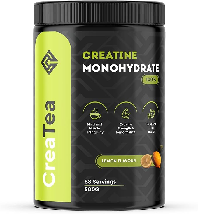 100% Creatine Monohydrate Powder - Lemon Flavor 500g - Vegan Boosts Muscle Gain Strength &amp Performance - Tea Experience