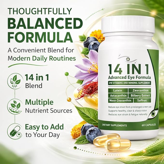 evervision 14-in-1 Advanced Eye Formula- Eye Vitamin Zeaxanthin Zinc &amp Bilberry Extract – Vision &amp Focus Support (1)