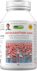 ANDREW LESSMAN Astaxanthin 180 Softgels - 4000 mcg Natural Astaxanthin Powerful Anti-Oxidant Carotenoid. Protection for Eyes Heart Skin and More. No Additives. Easy to Swallow Softgels