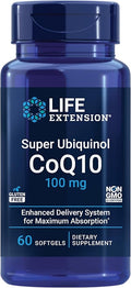 Life Extension Super Ubiquinol CoQ10 Heart Health Supplement Cell Energy oxidative Stress Defense Maximum Absorption 100 mg Non-GMO Gluten-Free 60 softgels