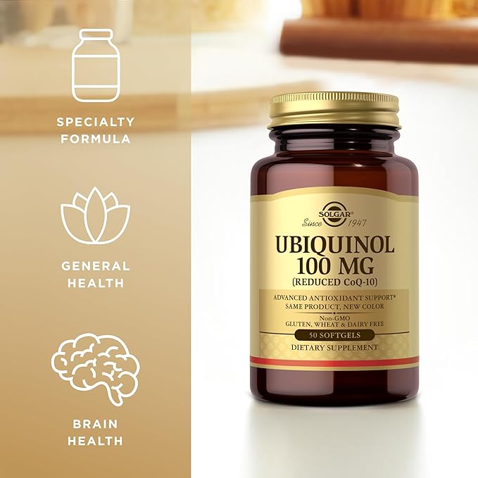 Solgar Ubiquinol 100 mg (Reduced CoQ-10) - 50 Softgels - Advanced Antioxidant Support - Non-GMO Gluten Free Dairy Free - 50 Servings