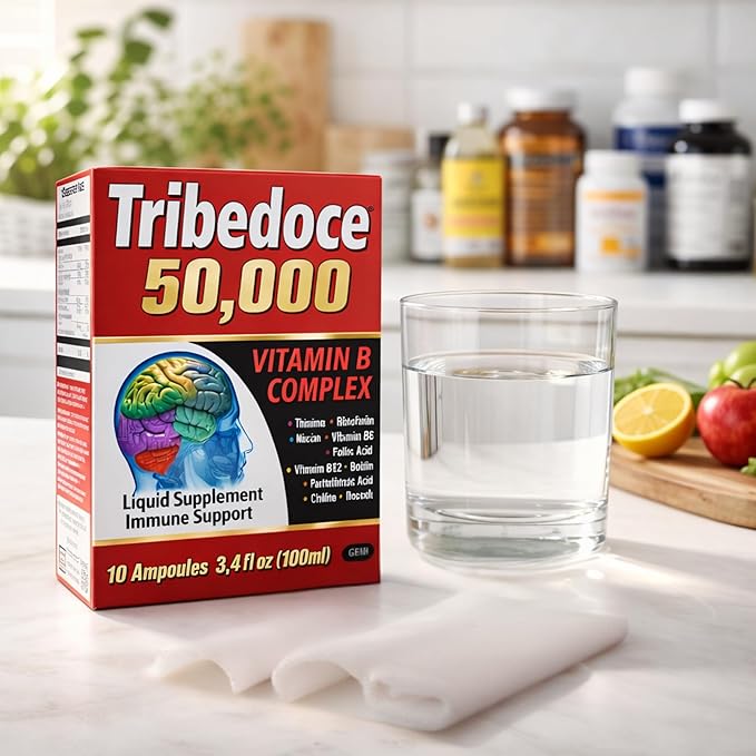 50000 - Vitamin B Complex Liquid Supplement Immune Support Non-GMO 10 Ampoules (3.4 fl oz / 100 ml)