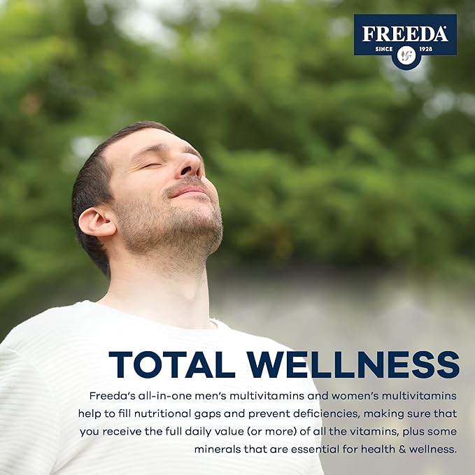 FREEDA One Daily Multivitamin Without Iron – Kosher Adult Multivitamin Supplements for Women &amp Men’s Health with Biotin Vitamin B12 B1 B2 B5 Folic Acid Niacinamide – Gluten Free (250 Capsule