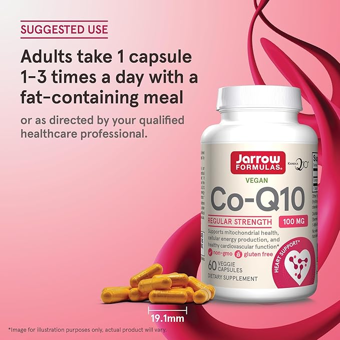 Jarrow Formulas Co-Q10 100 mg - Antioxidant Support for Mitochondrial Health Cellular Energy Production &amp Healthy Cardiovascular Function - 60 Veggie Capsules - Non-GMO - Gluten Free