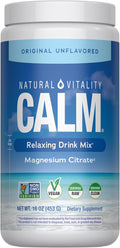 Natural Vitality Calm Magnesium Supplement Anti-Stress Drink Mix Powder Gluten Free Vegan &amp Non-GMO Original Unflavored 16 oz