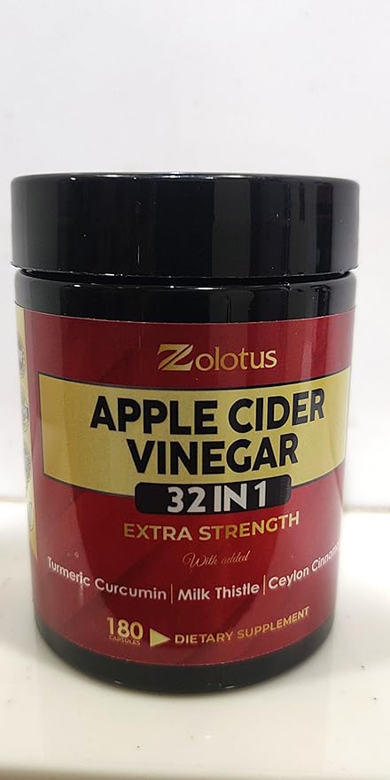 Zolotus 32in1 Apple Cider Vinegar Capsules with Turmeric Cinnamon Milk Thistle Elderberry Quercetin &amp More for Supports Digestion Immune - 180 Capsules