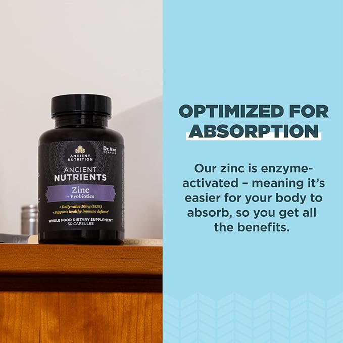 Ancient Nutrition Zinc Capsules 30 Count + Multi Collagen Protein Powder Unflavored 40 Servings